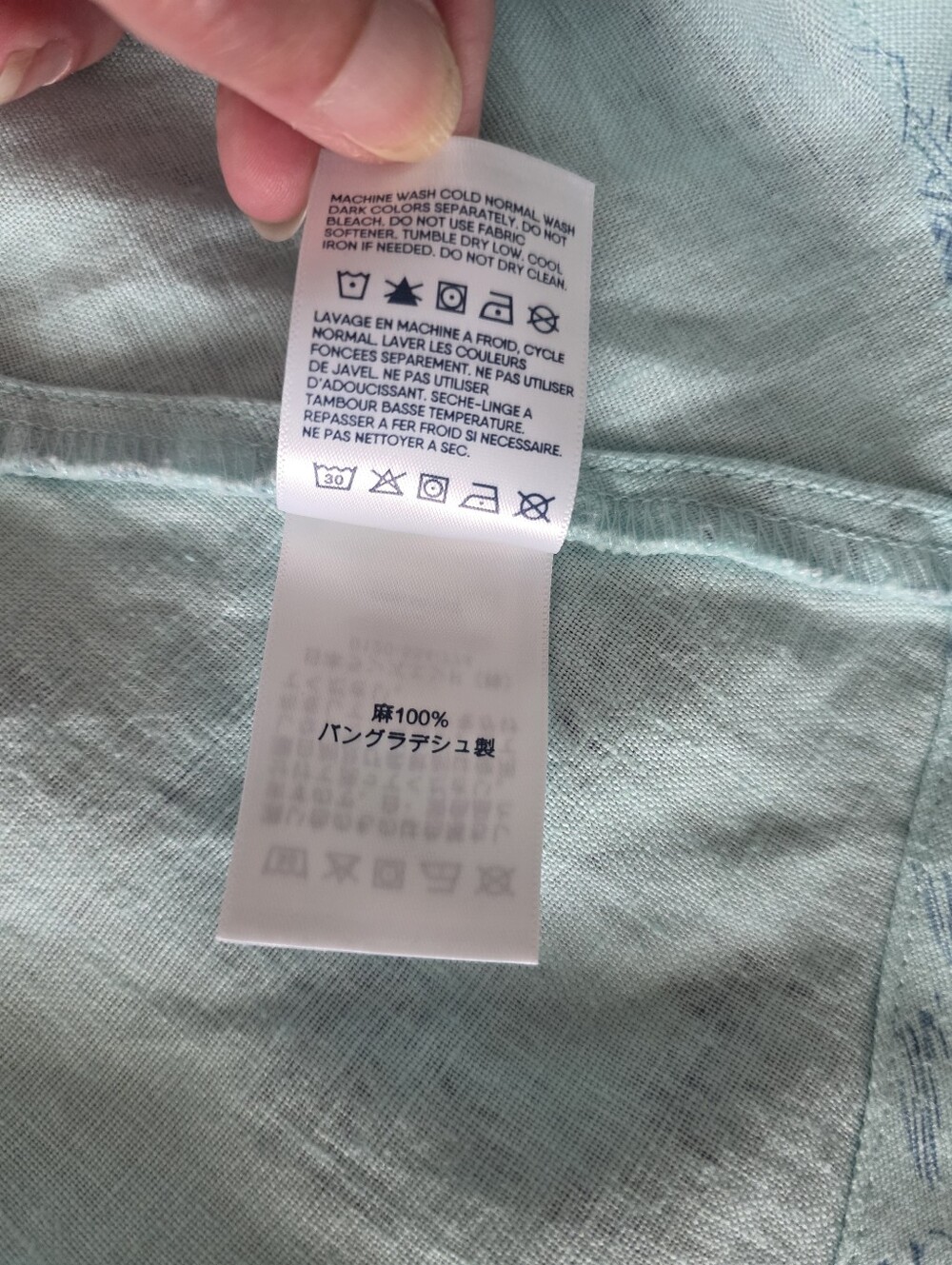 Lands' End Aqua Tropical Scene 100% Linen Midi Dress with Pockets 2X Resortwear - Picture 8 of 9